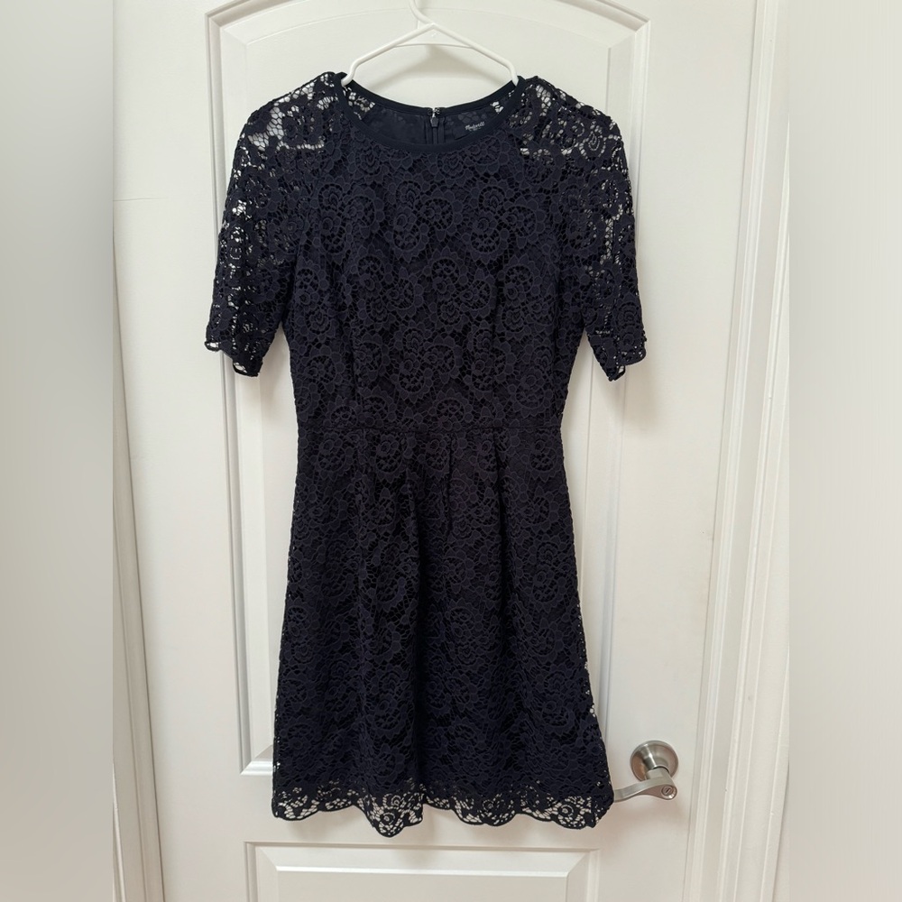 Madewell Navy Lace Fit and Flare Dress Size 0